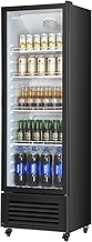 VEVOR Commercial Merchandiser Refrigerator, 11.47 CU.FT Glass Door Display Refrigerator, Upright Beverage Refrigerator Cooler Merchandiser with 4 Adjustable Shelves, Casters, Soft LED Light, Black