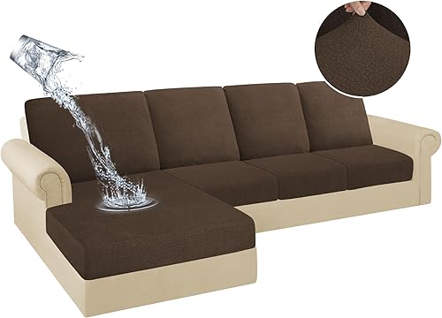 Miniatura 61 de HDCAXKJ Fundas de cojines de sofá seccional 100% impermeables, 8 piezas, funda seccional en forma de L, funda elástica para asiento de sofá chaise,