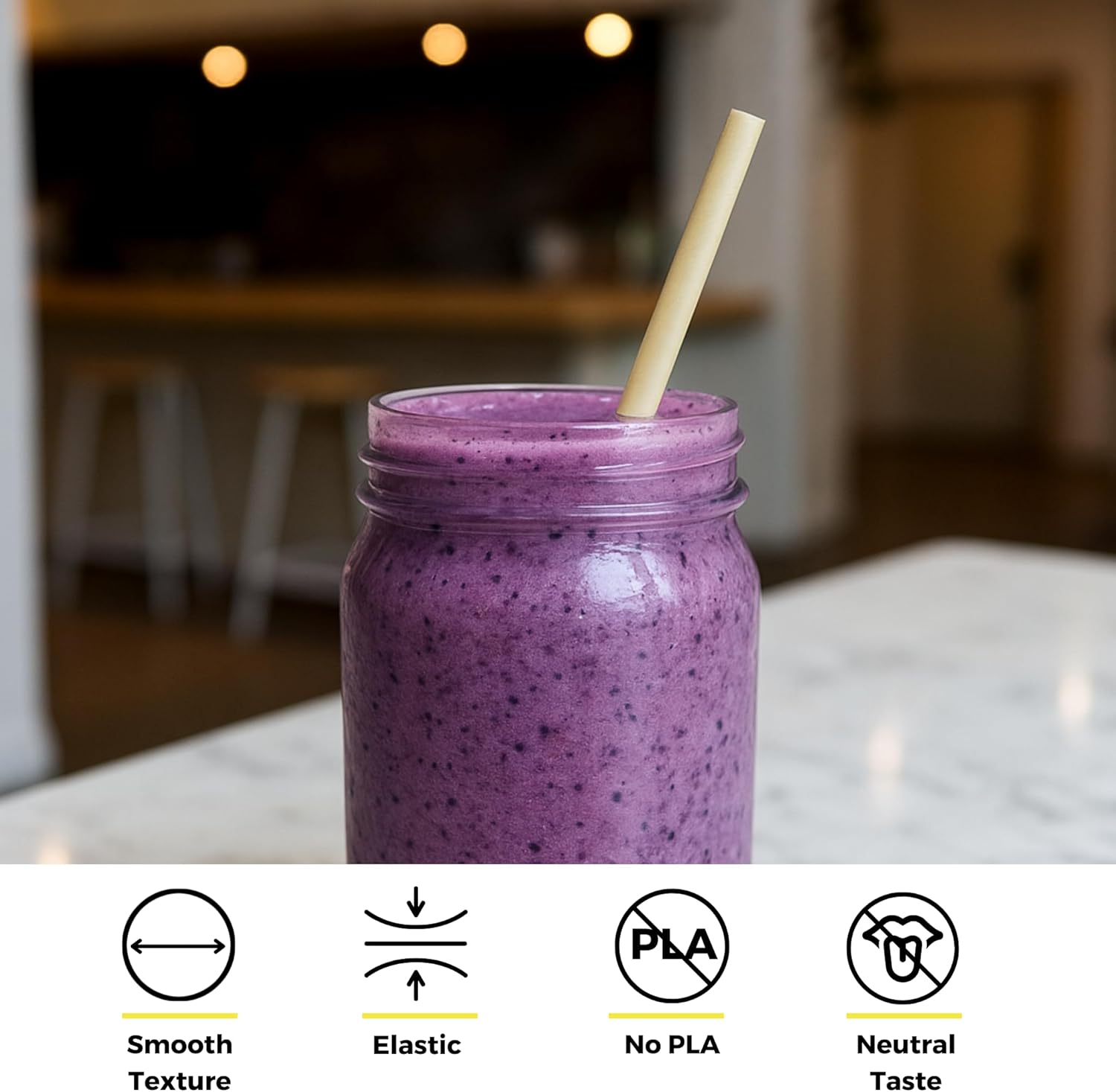 7.9” Wrapped Bamboo Fiber Drinking Straws | 8mm | 1,500ct. | Wide, Sustainable Alternative to Agave and PLA | Compostable & Plastic-Free | Ideal for Smoothies, Milkshakes & Frozens