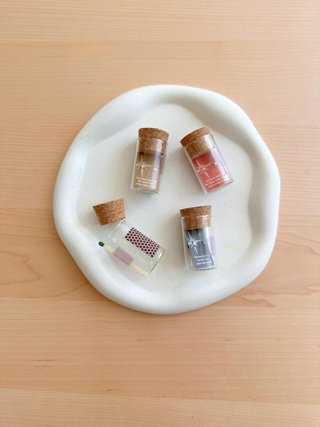 Dainty Little Tiny Thing’s Wish Upon a Star Stud Earrings By Plant Dosage – Nature-inspired Jewelry – Stainless Steel – 18k Gold – 18k Rose-Gold Plated – Cute Glass Jar Packaging – Plastic-Free