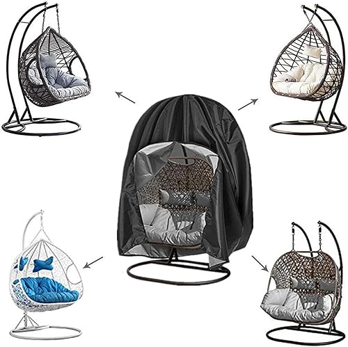 Miniatura 9 de ASkinds Fundas para sillas colgantes de patio con cremallera, fundas duraderas de doble mimbre para sillas oscilantes, 91 pulgadas de alto x 80