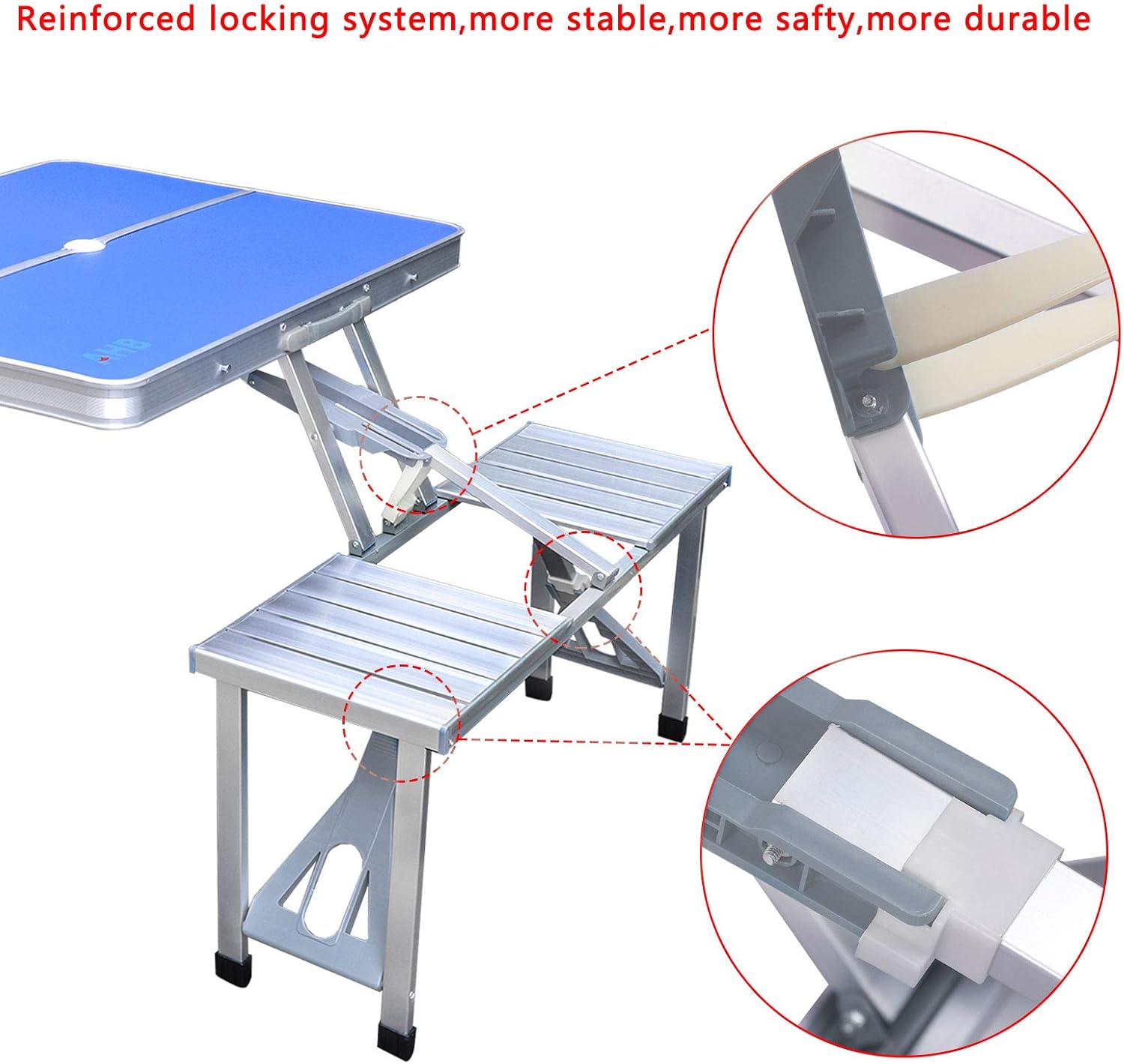 AHB Portable Folding Camping Picnic Table with Seats Chairs and Umbrella Hole, Lightweight Compact Aluminum Camping Suitcase Table for Indoor Outdoor : Patio, Lawn & Garden