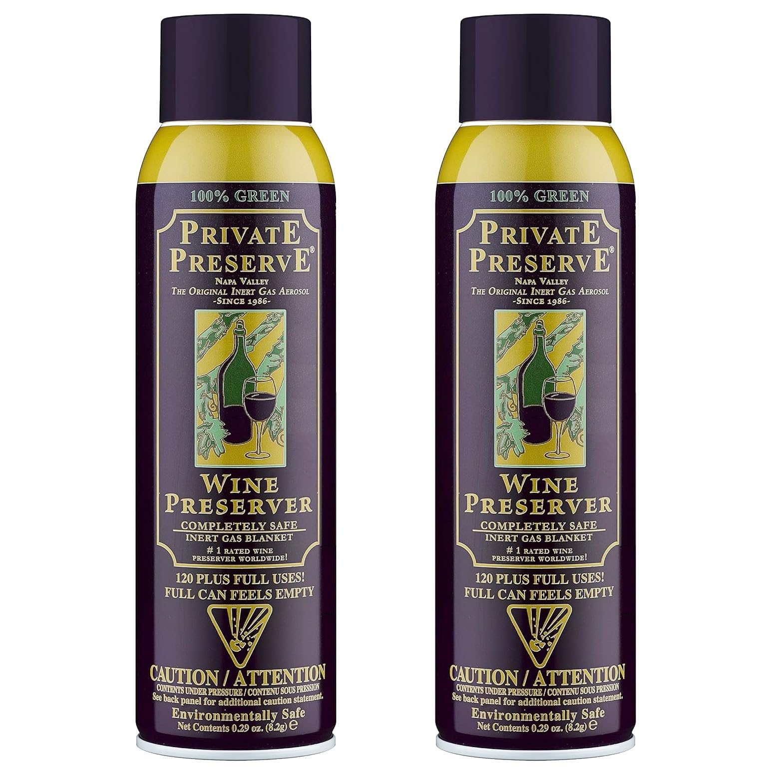 Wine Preservation System | 100% Green Gas Based | Suitable For All Wine, Port, Sake, Cognac, Whiskey, Fine Oil & Vinegar (Pack of 2)