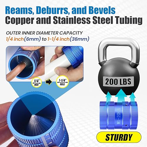 Miniatura 7 de Herramienta de desbarbado de 0.6 cm a 3.17 cm Escariador de tubos Herramientas de fontanería Limpiador de tubos de cobre Eliminación de rebabas