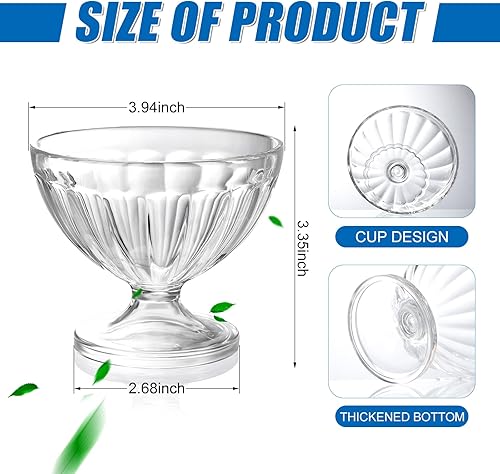 Miniatura 2 de 24 tazones de plástico de 8 onzas para helado con pies tazas de postre transparentes a granel cuencos de batido pequeños de cristal para ensalada