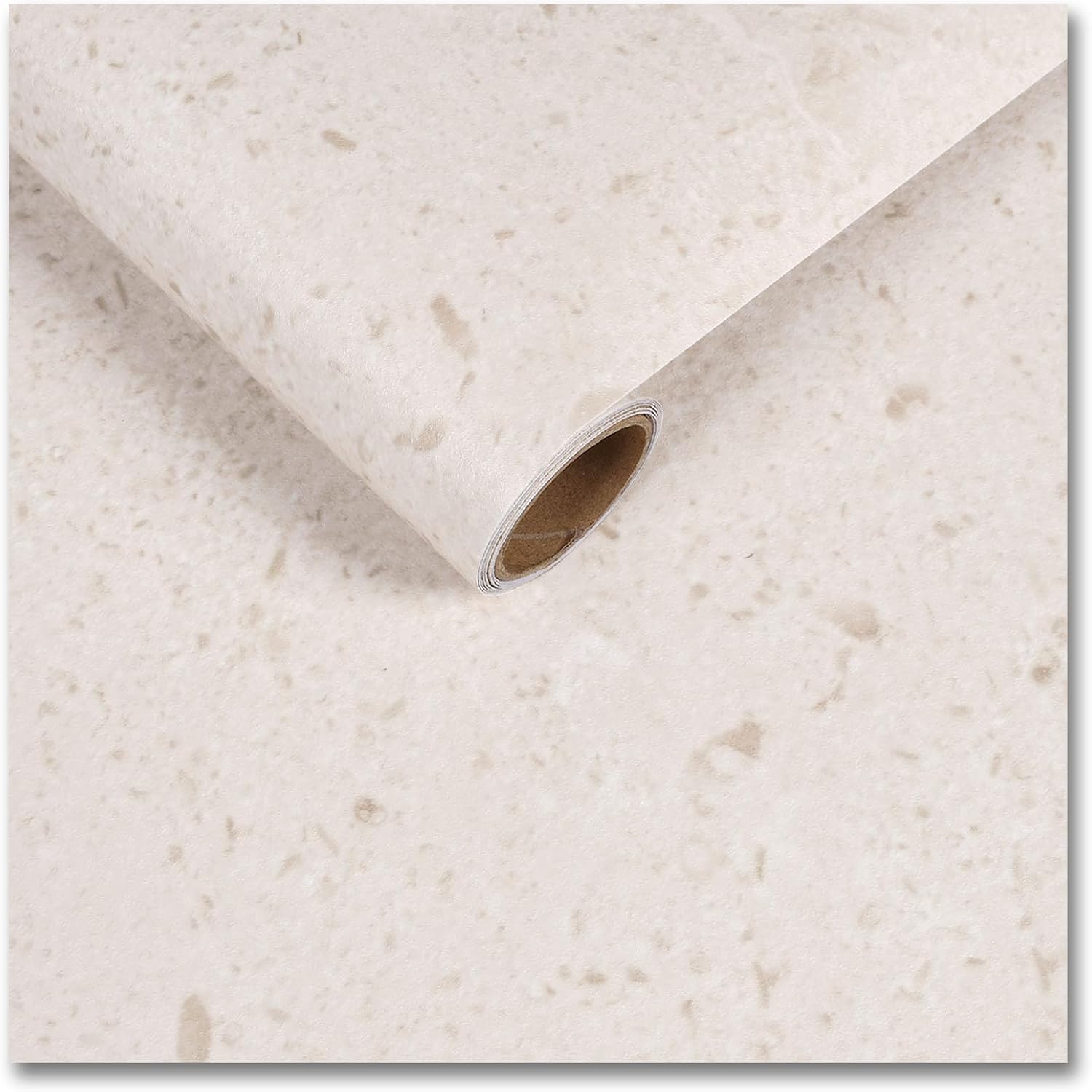 CRE8TIVE Off White Flecked Terrazzo Contact Paper Peel and Stick Waterproof Granite Countertop Contact Paper for Countertops 12"x80" Self Adhesive Marble Wallpaper for Bathroom Kitchen Sink Table Tops