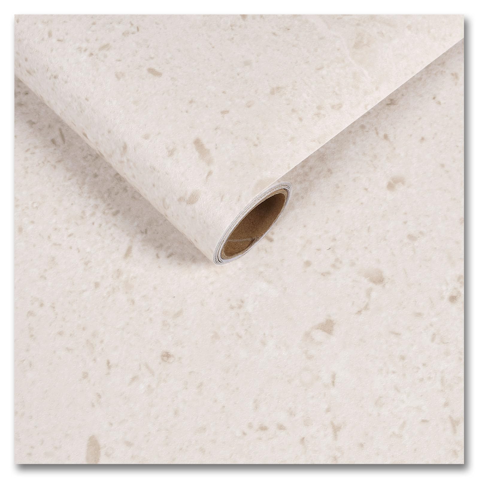 CRE8TIVE Terrazzo Matte Beige Wallpaper Self Adhesive 30cmx200cm Wallpaper Peel and Stick Contact Paper Self Adhesive Vinyl Wrap for Furniture Sticky Back Vinyl for Countertops Wall Paper for Bedroom