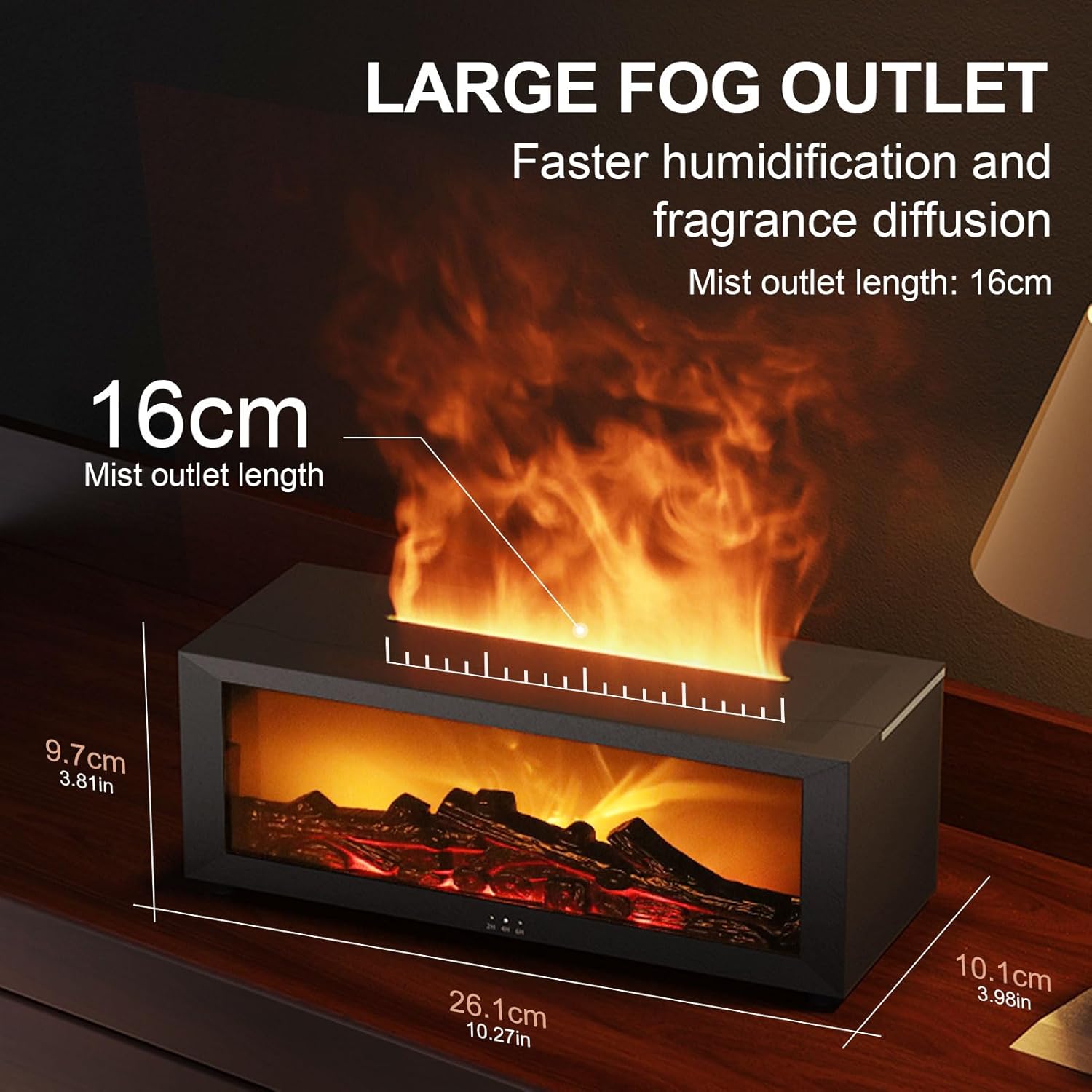 Essential Oil Diffuser, Fireplace Flame Aromatherapy Diffuser with 7 Colors Light, Oil Diffuser, Humidifier, Aroma Diffusers for Home, Office, Yoga, Timer & Waterless Auto Off