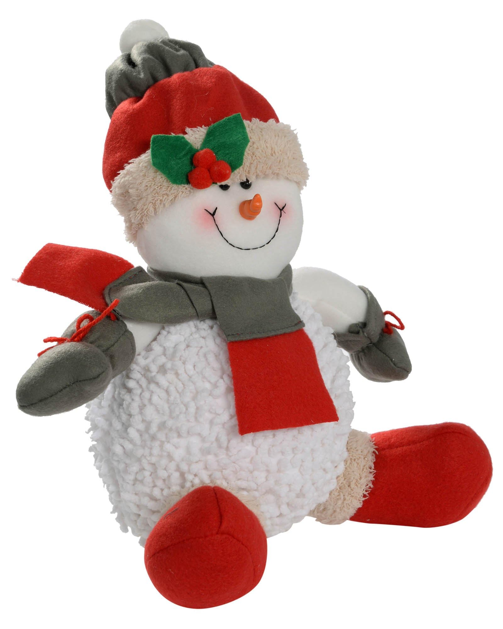 WeRChristmas Sitting Snowman Christmas Decoration - 30 cm, Multi-Colour