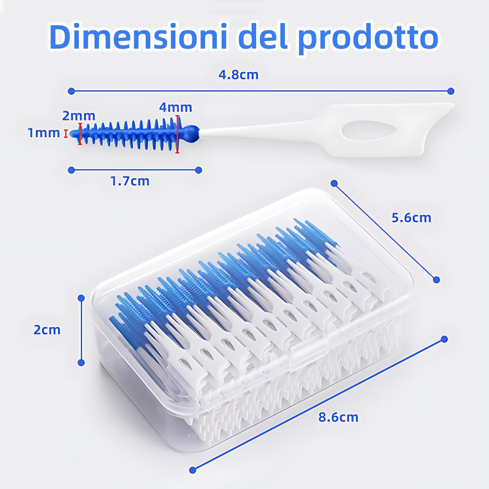 200 scovolini dentali, scovolino denti in morbido silicone con custodia, scovolini portatili in silicone a doppio uso per una pulizia delicata dei denti, ideali per apparecchi ortodontici(blu, verde)