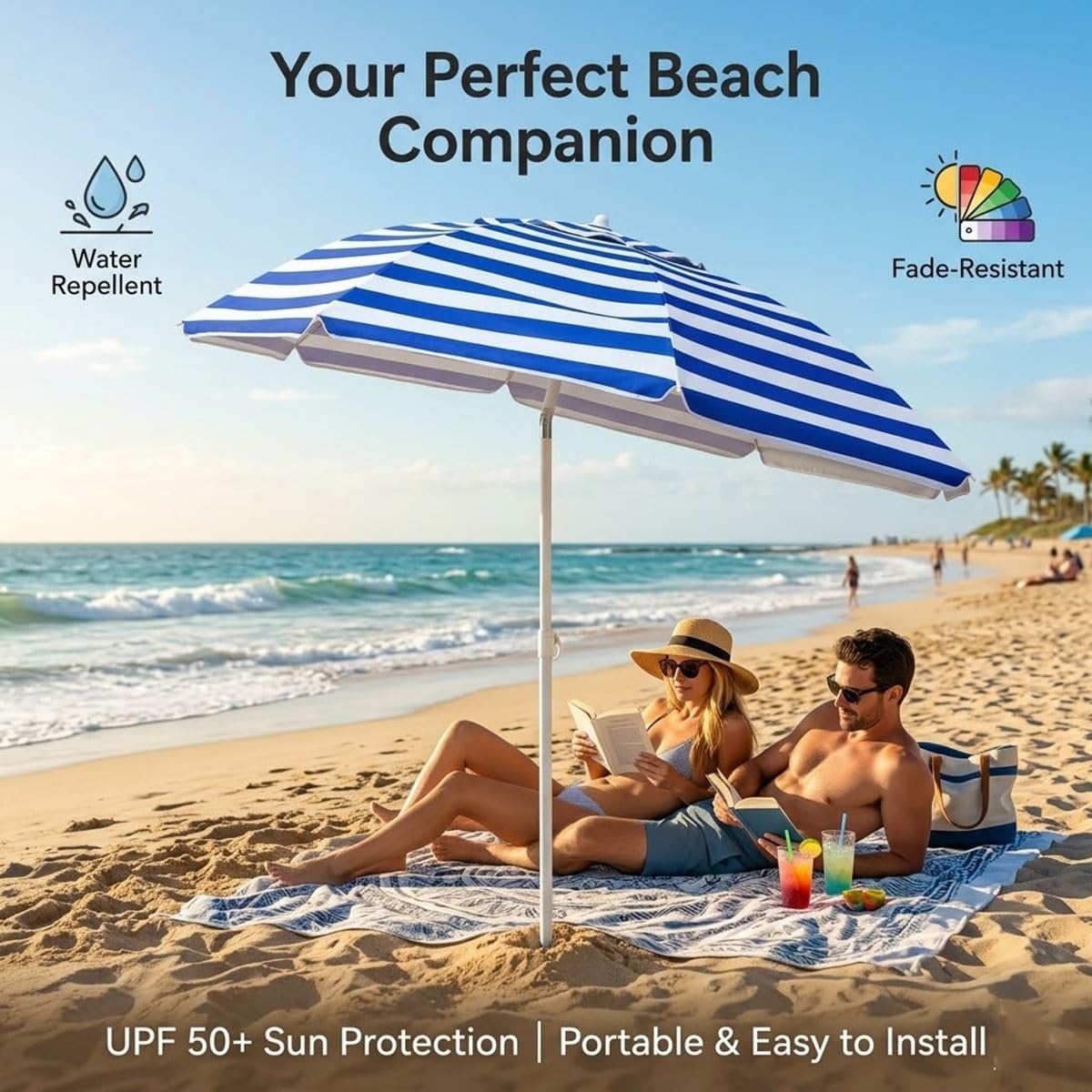 9ft 10ft 11.5ft Patio Umbrella Replacement Canopy for 6/8 Ribs, Round Outdoor Umbrella Top Cover ONLY, Fade Resistant UV30+ Market Umbrella for Deck, Beach, Pools