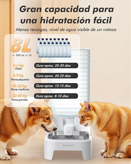 Foto 2 de 8 de 8L Bebedero Gatos por Gravedad con Grifo Patentado para Gatos y Perros