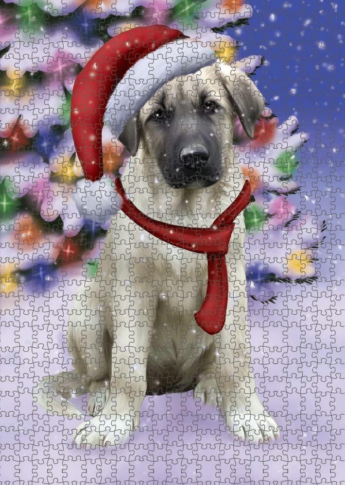 Christmas Winterland Wonderland Anatolian Shepherd Dog Jigsaw Puzzle for Adults - Animal Printed Interlocking Puzzle Game Artwork - Gift for Dog Lover's- 500 Pcs 14"x20", PZLE54530