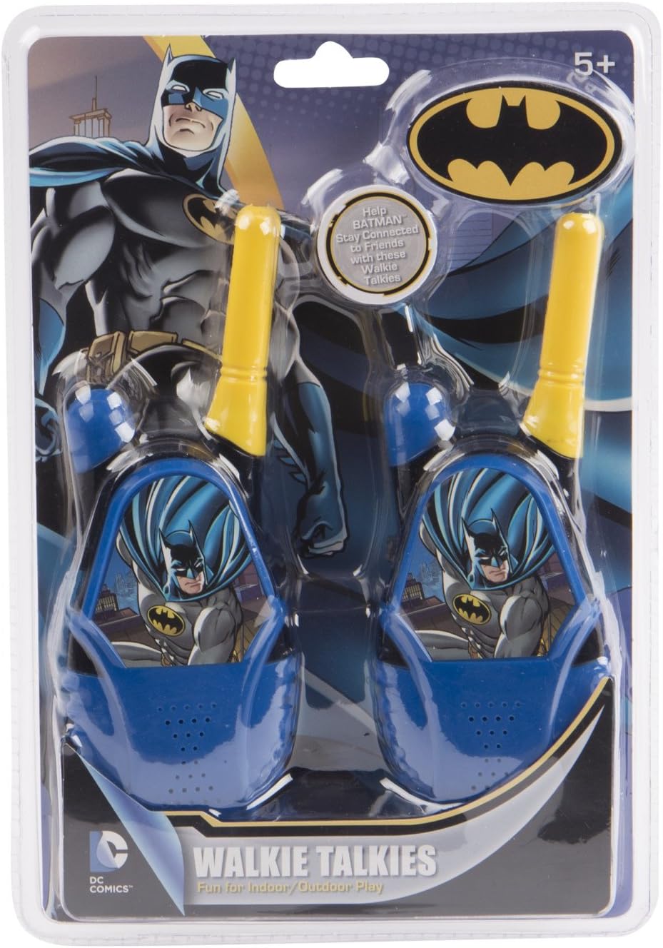 Warner Bros. Batman DC Comics Walkie Talkie - Powerful Long Range, Loud Speakers, Battery Operated, 2 Way Radio, Outdoor Games, Toys For Boys And Girls, Belt Clip, Morse Code, Great Gifts, (Black/Yellow)