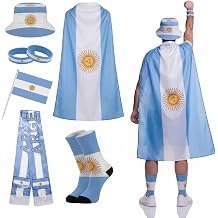 Newcotte 2026 Soccer Fan Support Kit 3x5 ft Soccer Country Flag with Patriotic Country Cape Socks Scarf Hat Wristbands Hand Wave Flag for Sport Party Fans Cheering Accessories