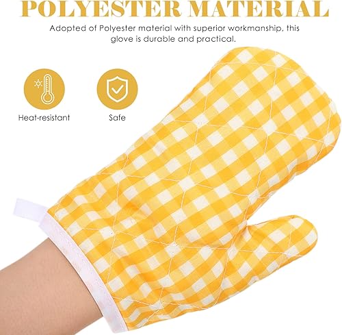 Miniatura 5 de Guantes de cocina para niños, 2 unidades, guantes para horno de microondas, guantes de cocina resistentes al calor, guantes de cocina resistentes al