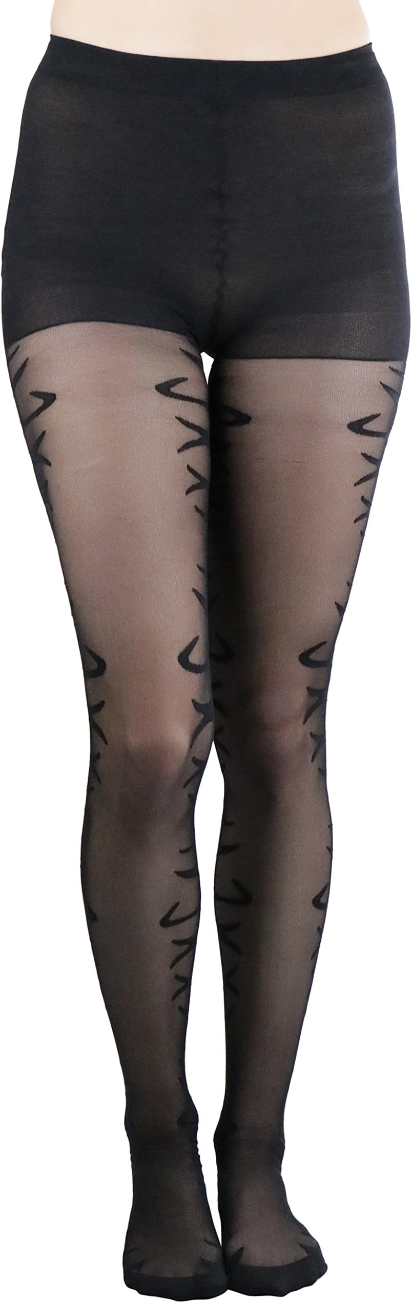 ToBeInStyle Womenโs Flame Burning Fire Tights w/Devil-Inspired Print Hosiery