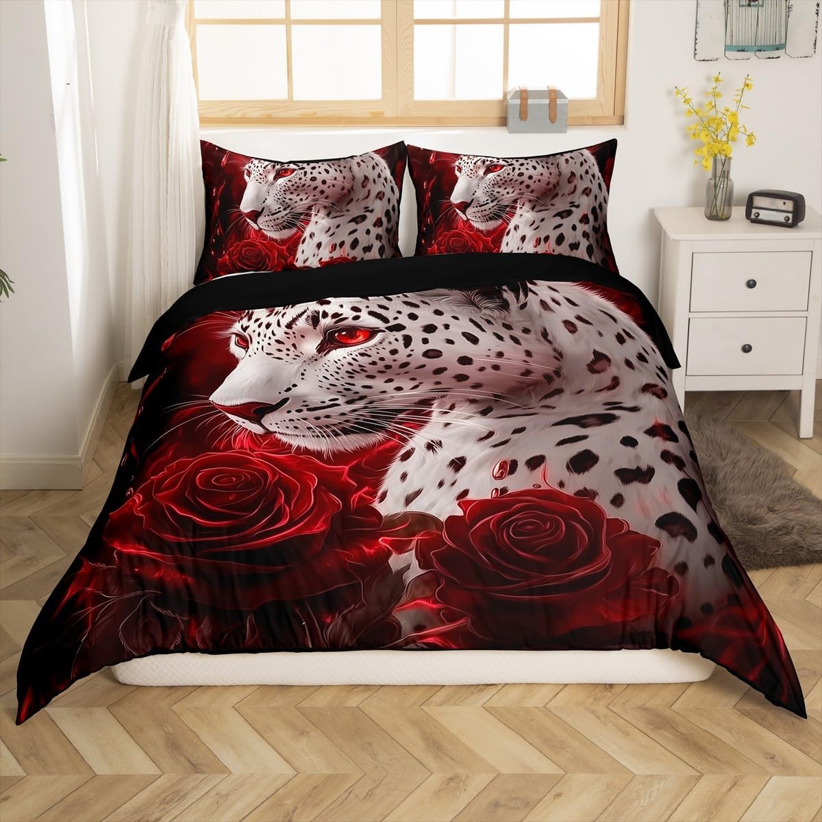 jejeloiu Boys Girls Horse Rose Duvet Cover Toddler Size, Colorful Rose Floral Bedding Set Kids Rainbow Garden Flower Comforter Cover Teens Bedroom Decor Quilt Cover (No Comforter)