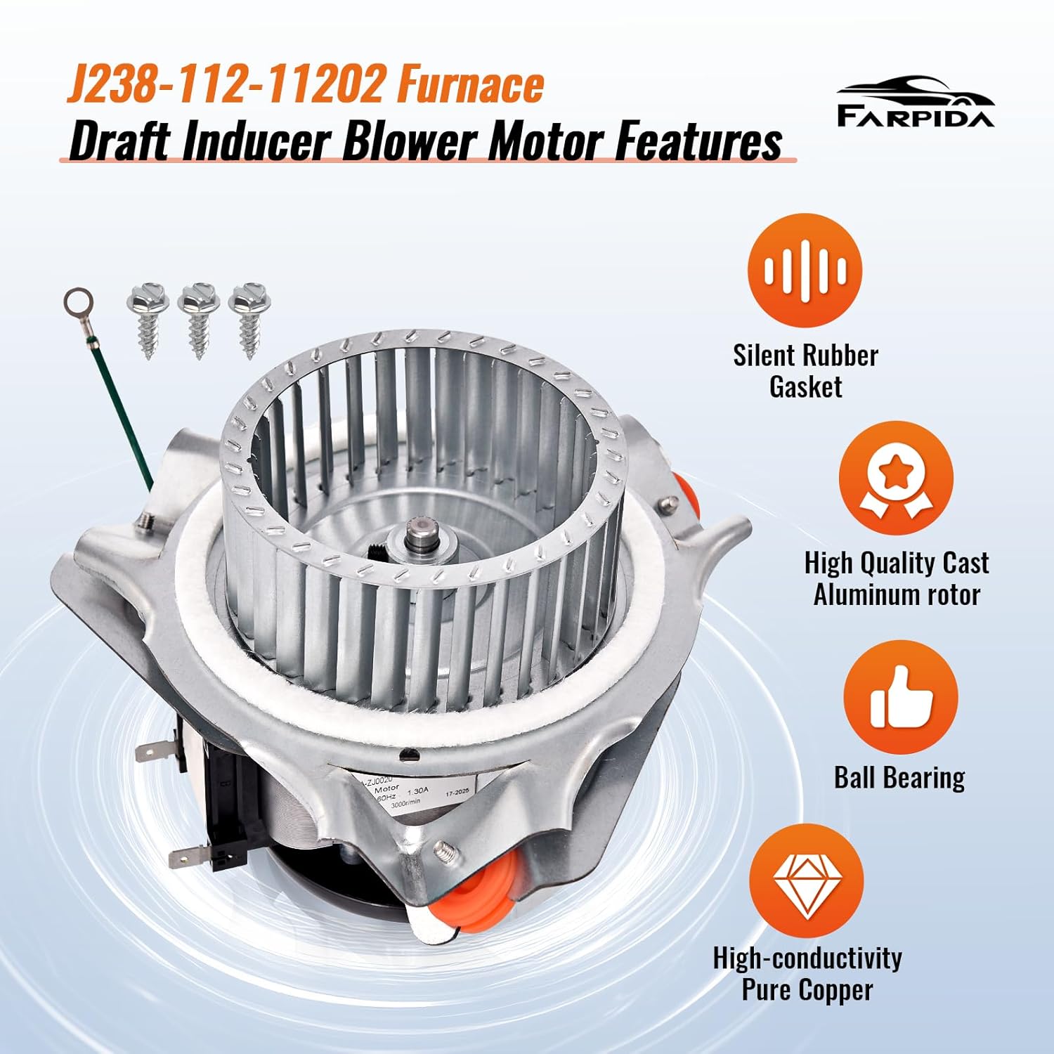 HC21ZE122A Draft Inducer Motor Kit Compatible with Carrier Jakel Bryant Payne Models 326628-763, HC21ZE127A, J238-112-11202, 326634-401, J238-150-15217, 326628763, 347822-763, HC21ZE127
