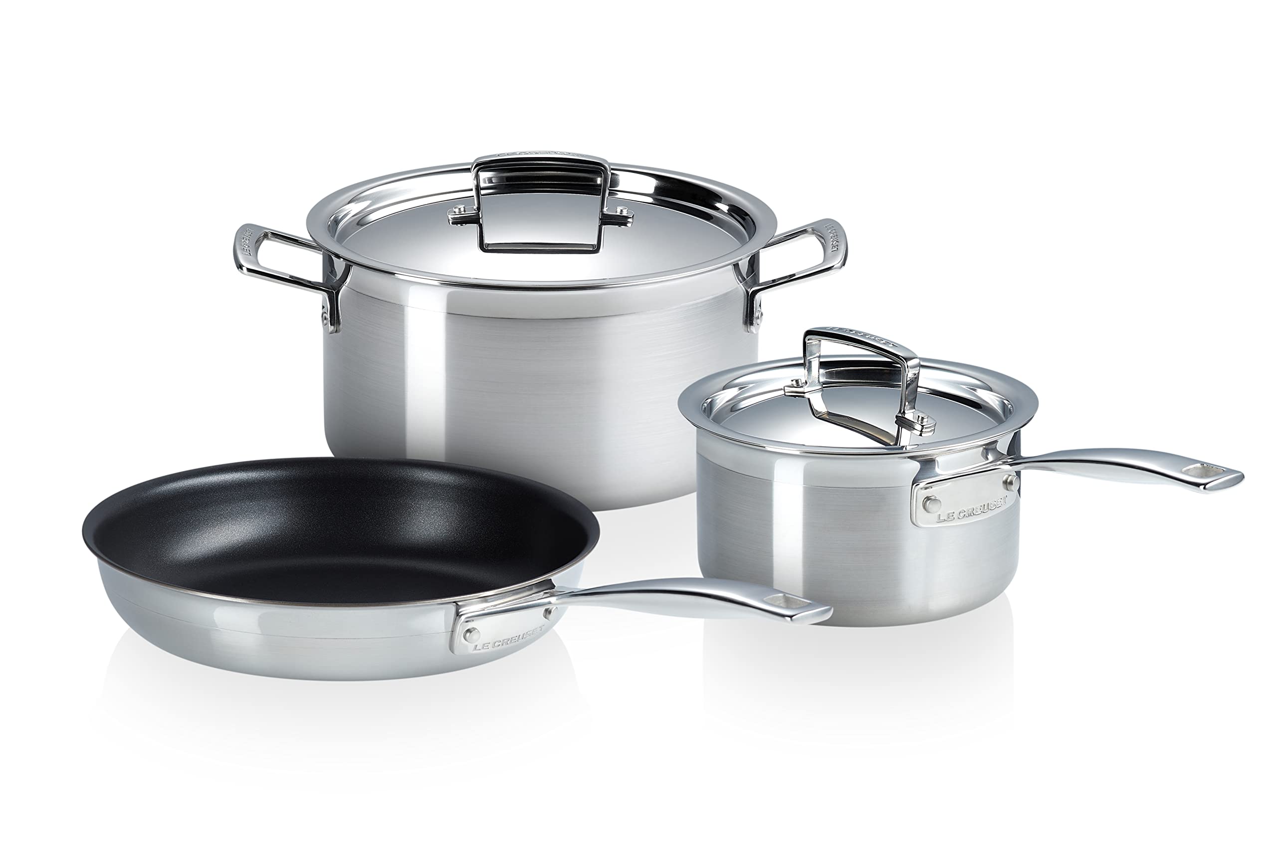 Set de Casseroles Inox Classique 3 Pièces Le Creuset