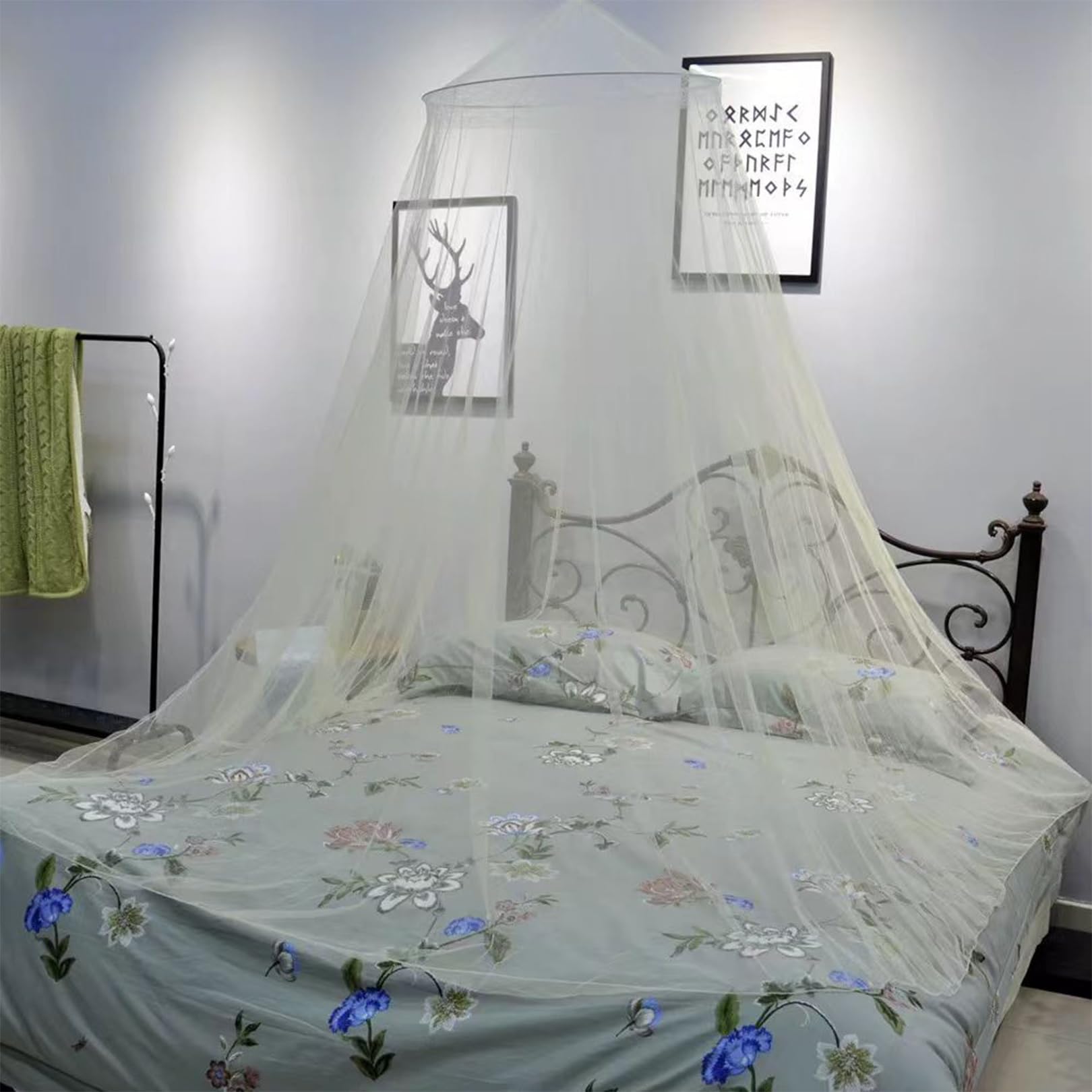 Mosquito Net,Bed Canopy Tent Portable Mesh Camping Nets Travel Fly Netting Folding with Frame White Dome Anti-Falling Foldable Adjustable Bedspread Bottomless Compact Polyester,for Household Campings