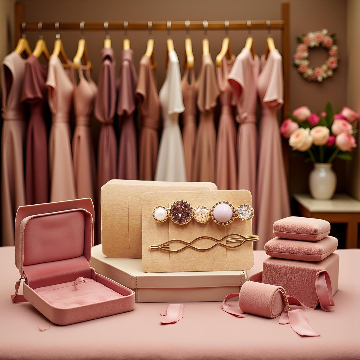 100Pcs Hair Clip Display Cards - Hair Bow and Hairpin Packaging Cards in Kraft Cardboard for Hair Accessories