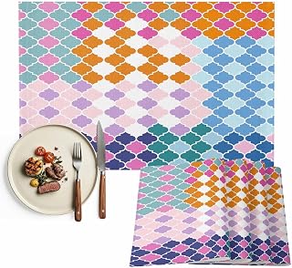 Placemats Morocco Texture Place Mats for Dining Table Colorful Modern Art Washable Table Mats for Kitchen Dining Decorations Set of 8