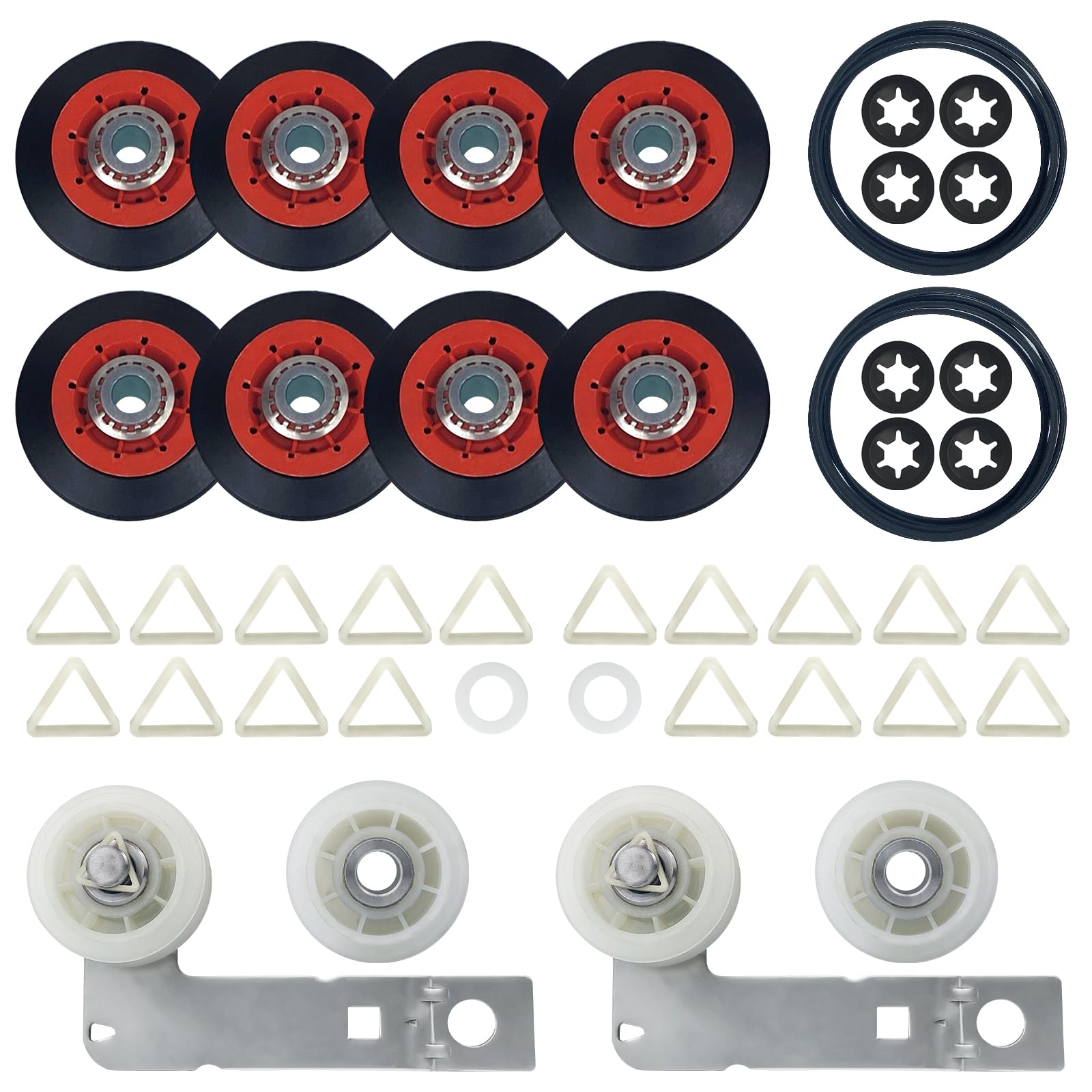 2 Kit Pack 4392067 Dryer Replacement Kit and W10837240 Idler Pulley Includes 2 x 279640 Dryer Idler Pulley & 2 x 661570 Dryer Belt & 8 x Wpw10314173 Drum Roller, Dryer Replacement Replaces AP3109602