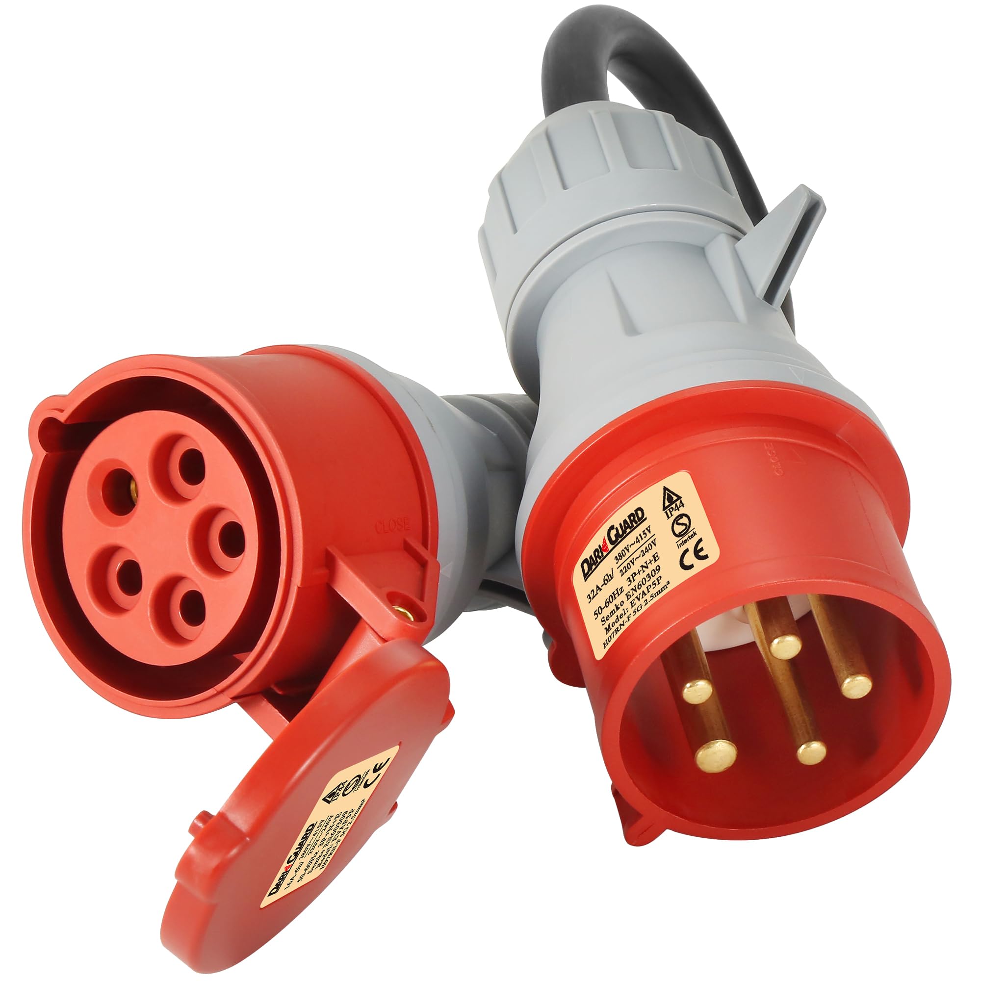 Adattatore CEE da 32A a 16A 5 Poli per Caricatore EV, 400V Adattatore ad Alta Corrente 32A Maschio a 16A Femmina 5 Pin, Cavo CEE H07RN-F 5G 2.5mm² EN60309
