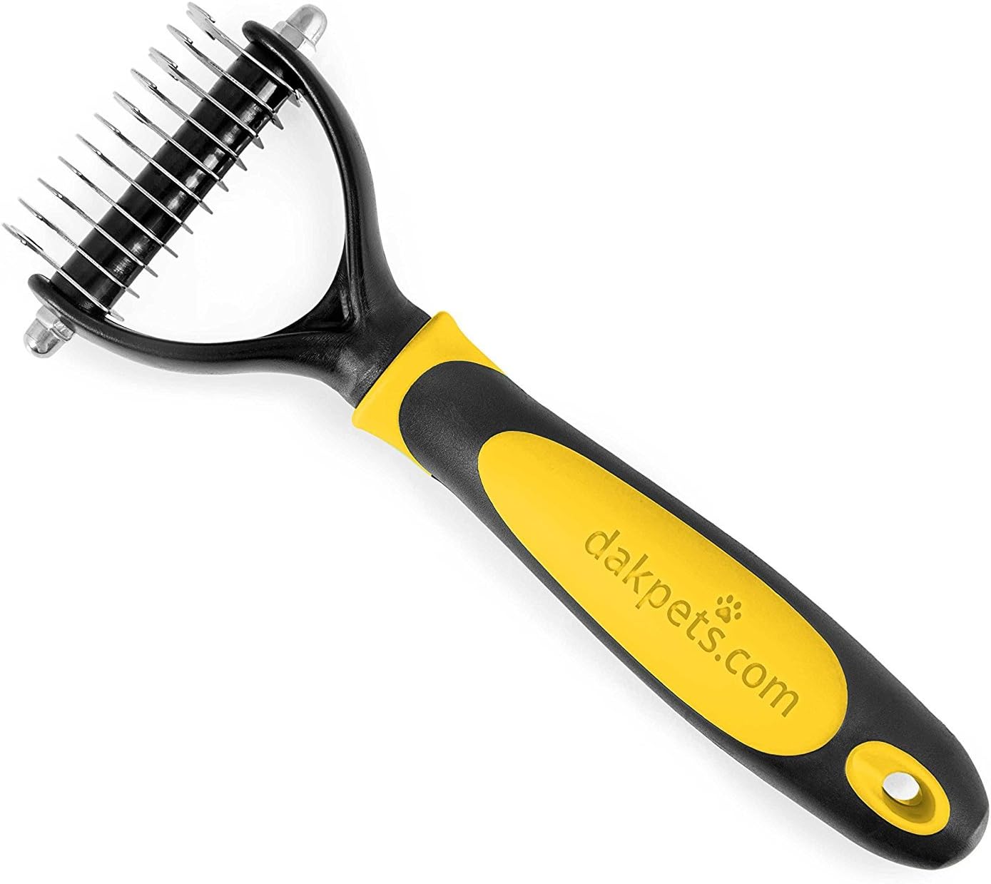 DakPets All-In-One Pet Grooming Tool | Metal Undercoat Rake, Dematting & Detangling Comb, Fur Shedding Blade, and Grooming Brush | For Medium to Long-Haired Pets