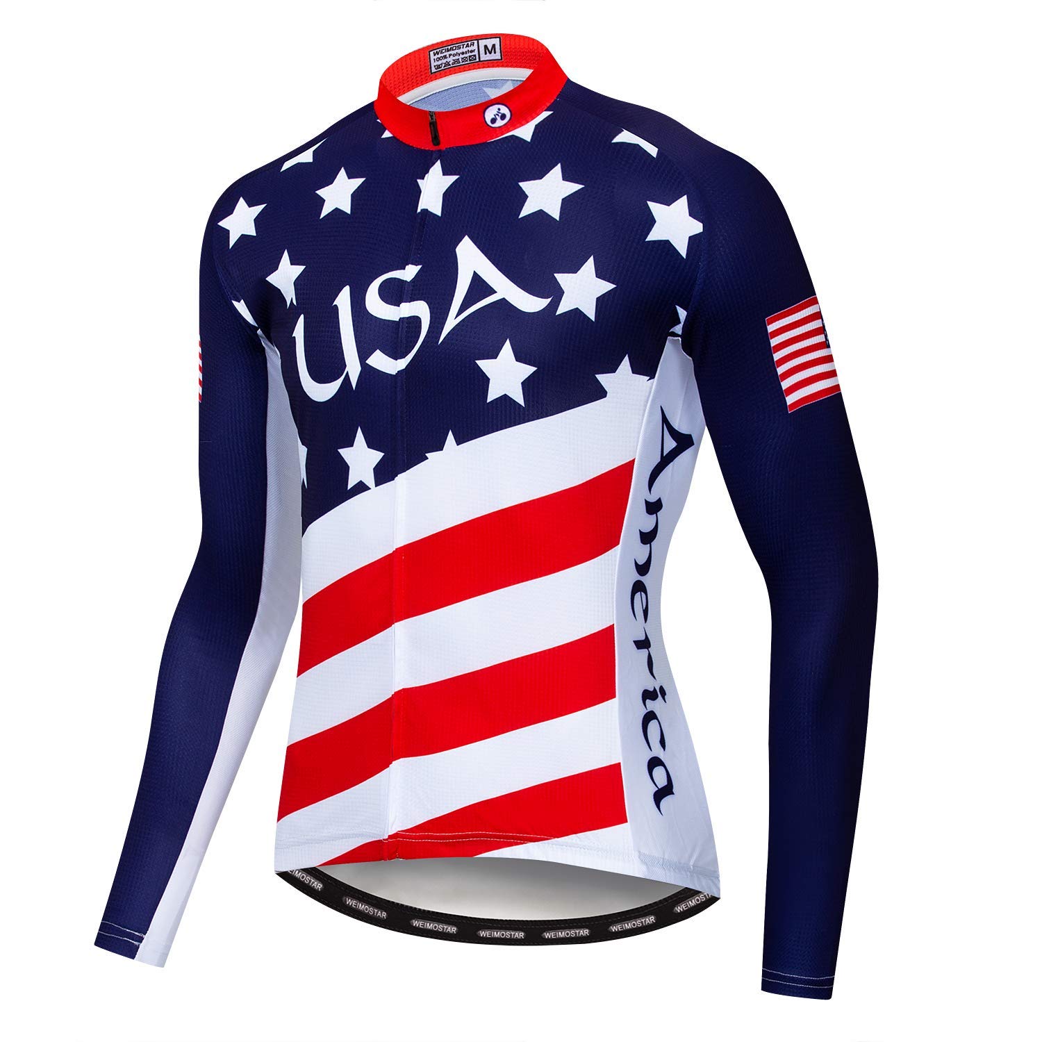 Men's Cycling Jersey Bike Long Jersey Mountain Road Bicycle Top MTB Shirts Long Sleeve Fall deep red Blue Size M