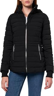 Women's Short Puffer Coat with Faur Fur Trim Hood
