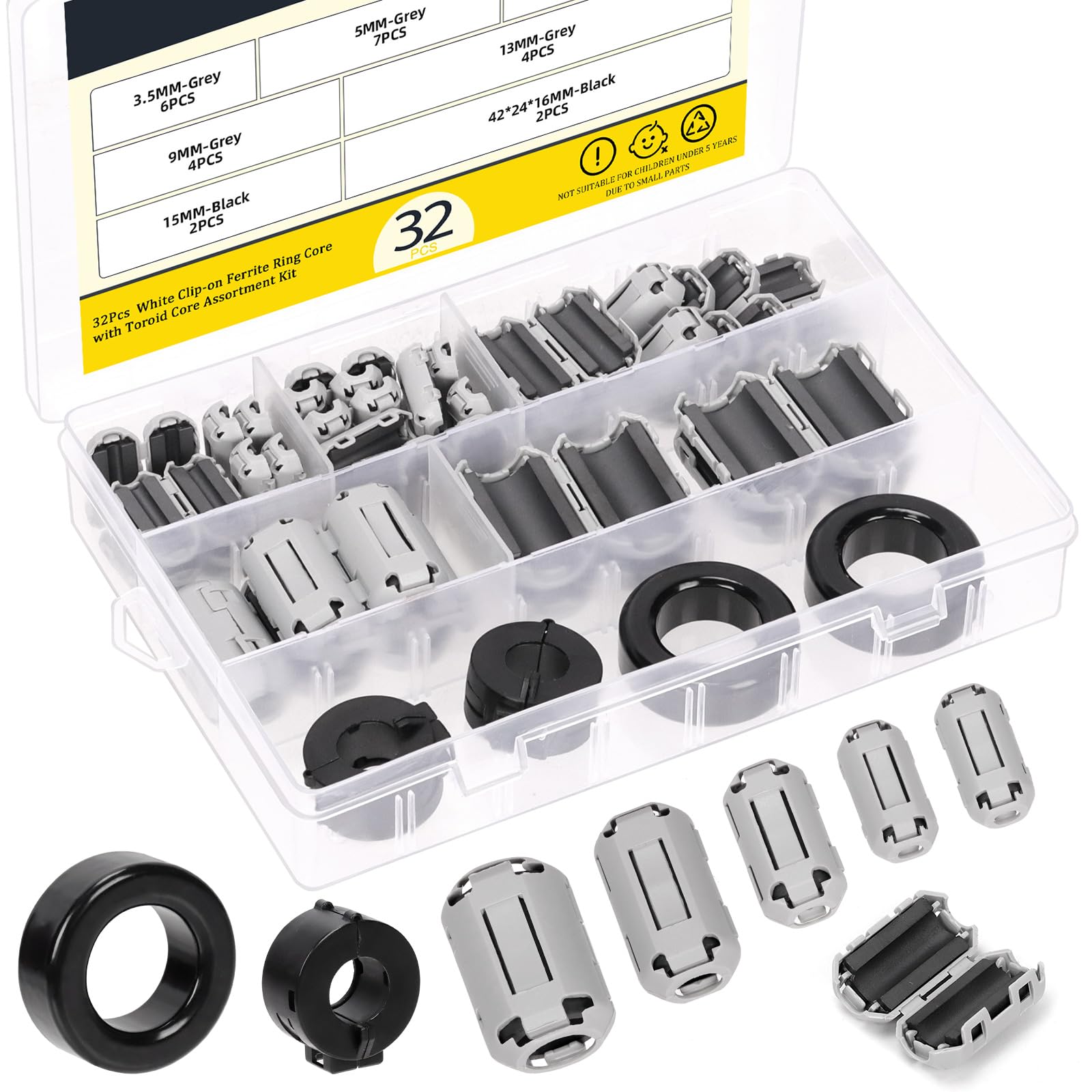 Anillo de ferrita supresor de ruido para cables de 13 mm que soluciona cortes de señal RFI EMI