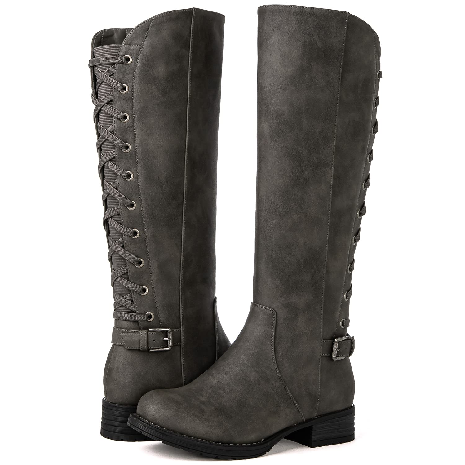 GLOBALWIN Women's Quilted Knee High Fashion Boots Strappy Boots For Women