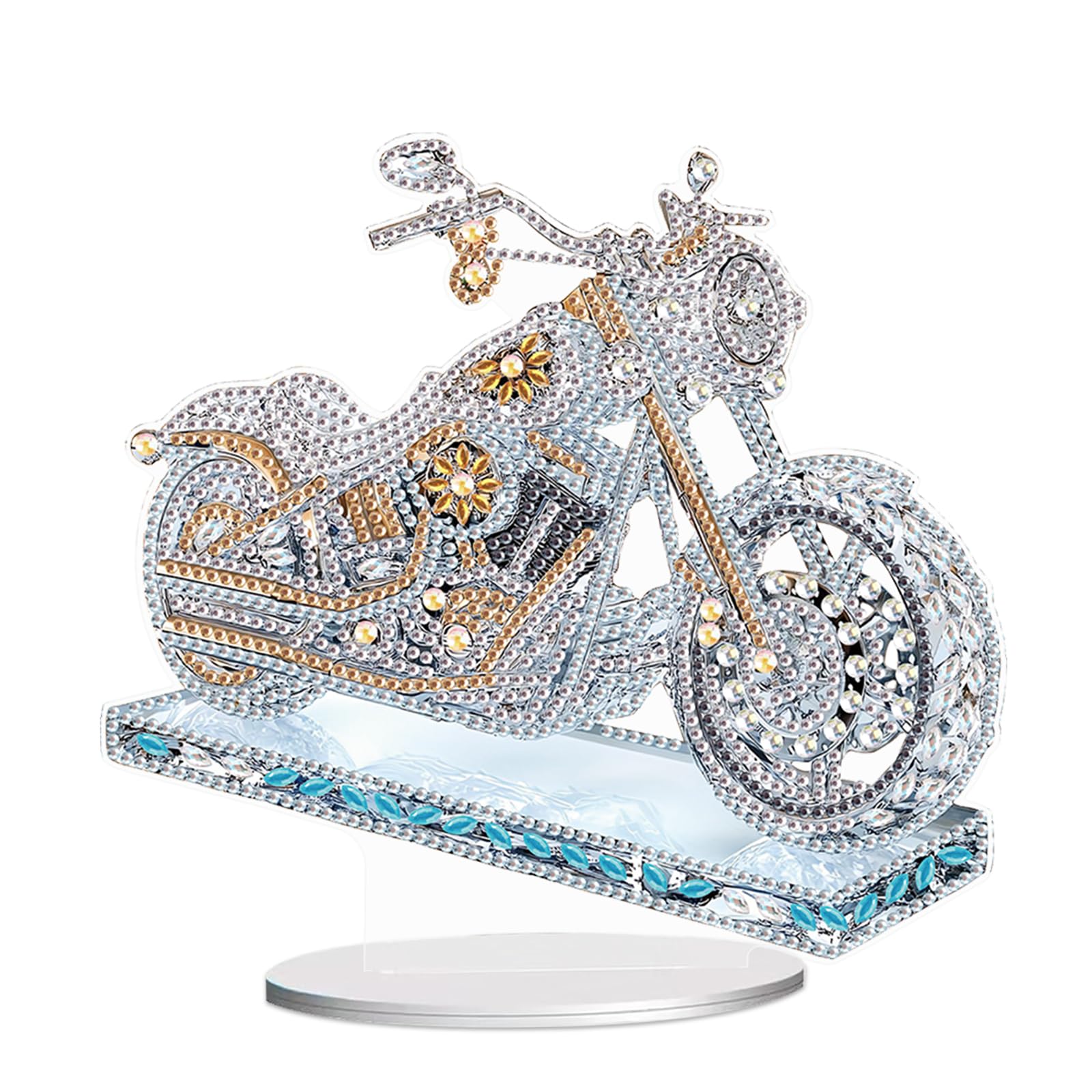 JISHSHAY Diamond Art Desk Ornaments Diamond Painting Desktop Decoration Gem Art Table Top Decorations Gem Painting Table Ornaments Mosaic Kits for Adults Desk Top Kits with Special Shape Motorbike