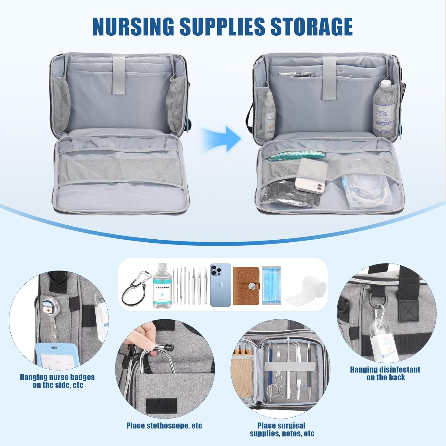 Professional Tote for Women 14" Laptop Bag - Teacher Nurse Work Bag Lay-Flat, Office College Commuting, Craft Organizer Bag