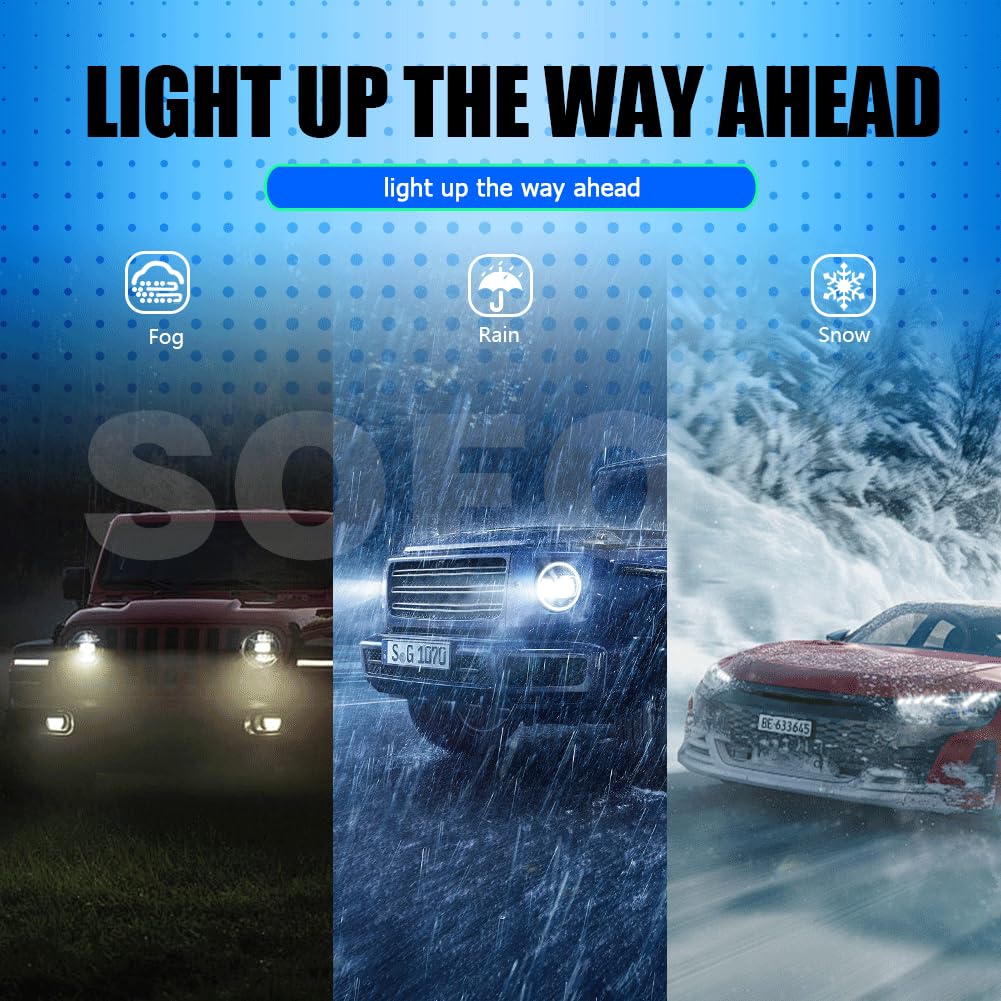 SOFOC H11 Lampadina LED Fari Fendinebbia 4000LM 300% Più Luminoso Bianco Freddo 6000K 12V 24V 12-24V DC Compatibled Anabbaglianti/Abbaglianti Ricambio 2Pcs