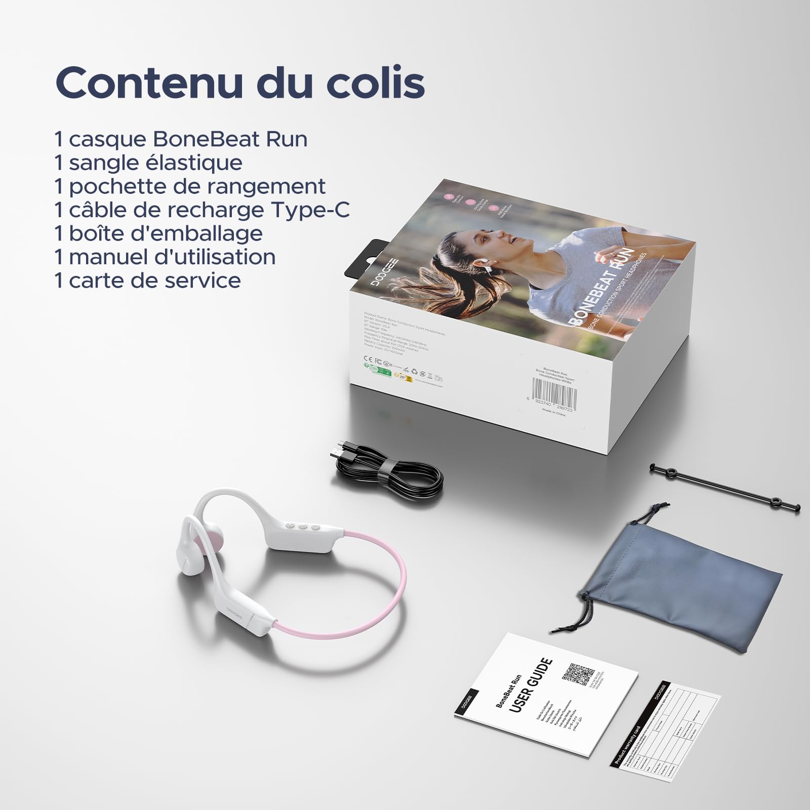 Casque Conduction Osseuse Bluetooth, Design Ouvert Oreilles Libres, IP66 Étanche 10h d'Autonomie Léger 25g, Ecouteur Conduction Osseuse Sport pour Course, Vélo et Entraînement - Noir
