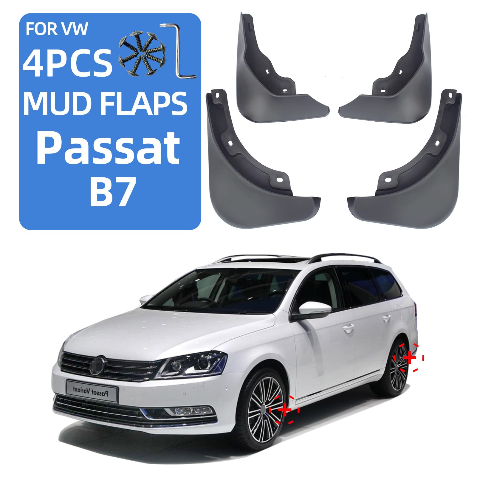 Ochraniacze Błotne Do Samochodu Dla VW Passat B7 Kombi Ochraniacze Na Błoto Dla VW Passat B7 Alltrack Kombi Osłony Przednie Tylne 4szt 2010 2011 2012 2013 2014
