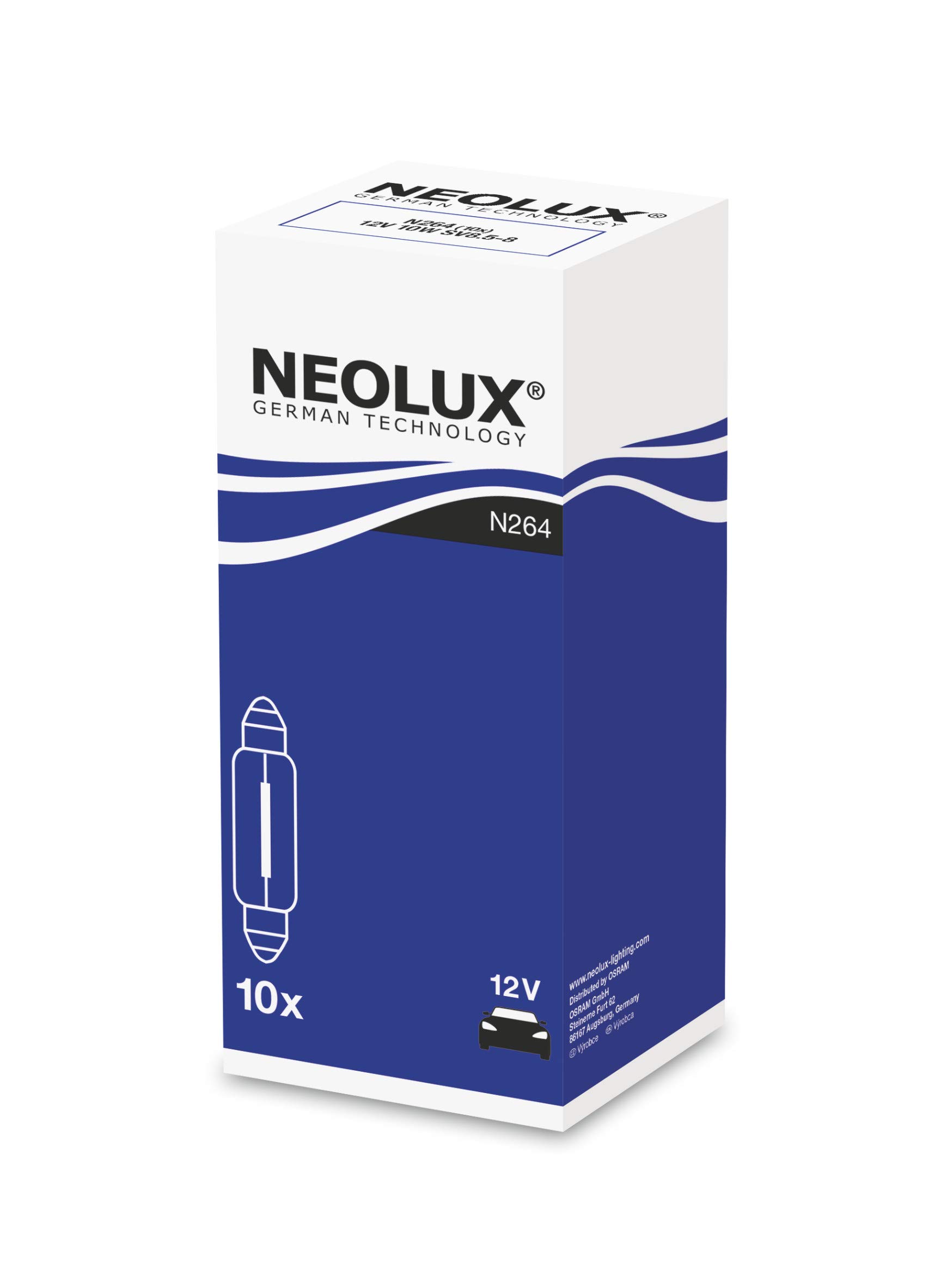 Fits NEOLUX NLX264 K10SZT Light bulb C10W (10 pcs) 12V 10W Light bulb (Cardboar