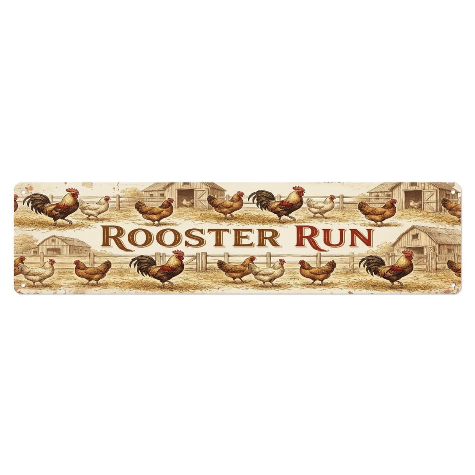 Xanthor Style Metal Tin Sign Vintage Run Crow Cock Farmhouse Funny Cock Backyard Farm