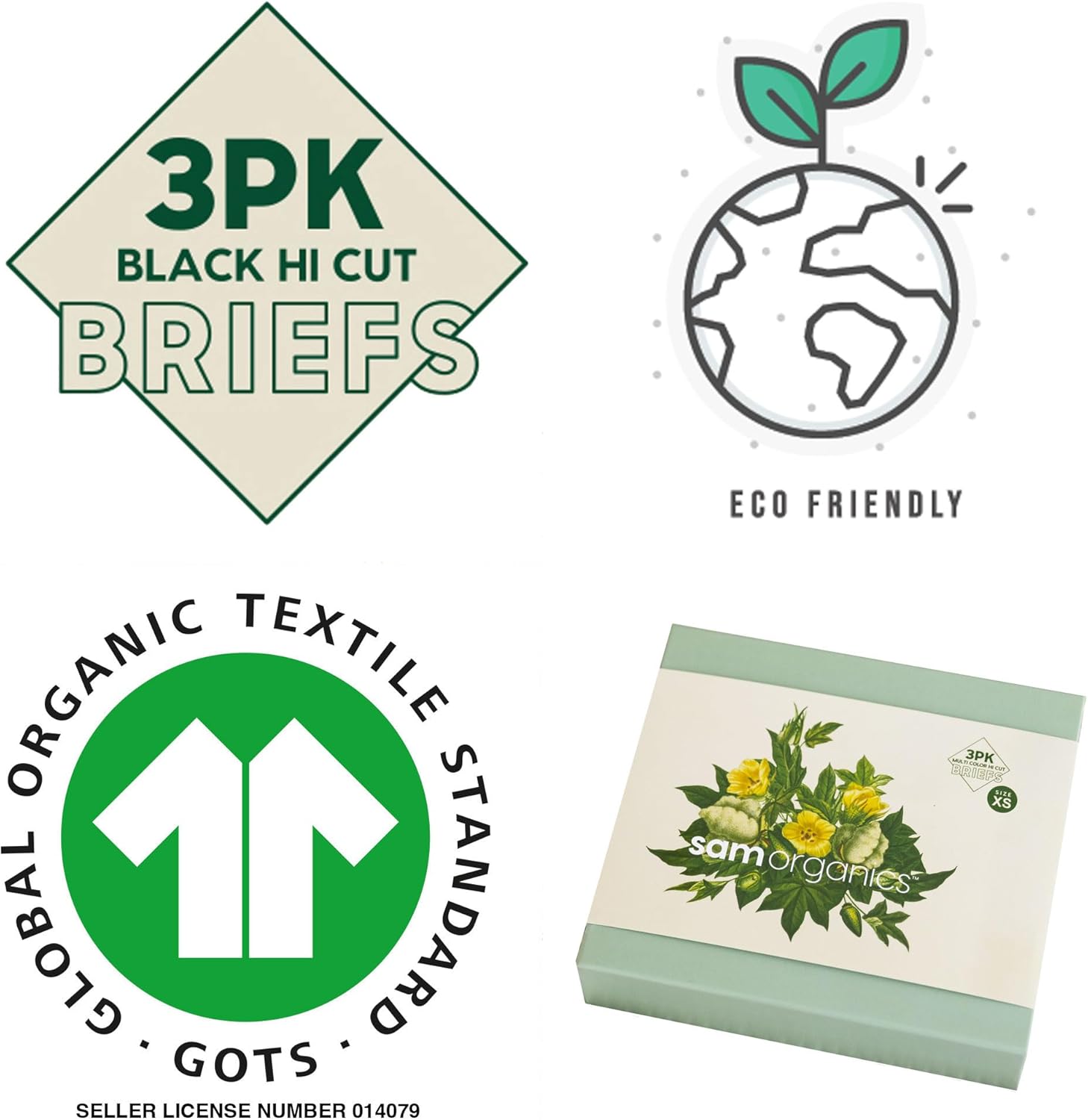 Organic Cotton Underwear Women's 3 Pack. High Waist, High Cut bikini brief. (Black 3Pack, Multi Colors 3Pack) - Image 10