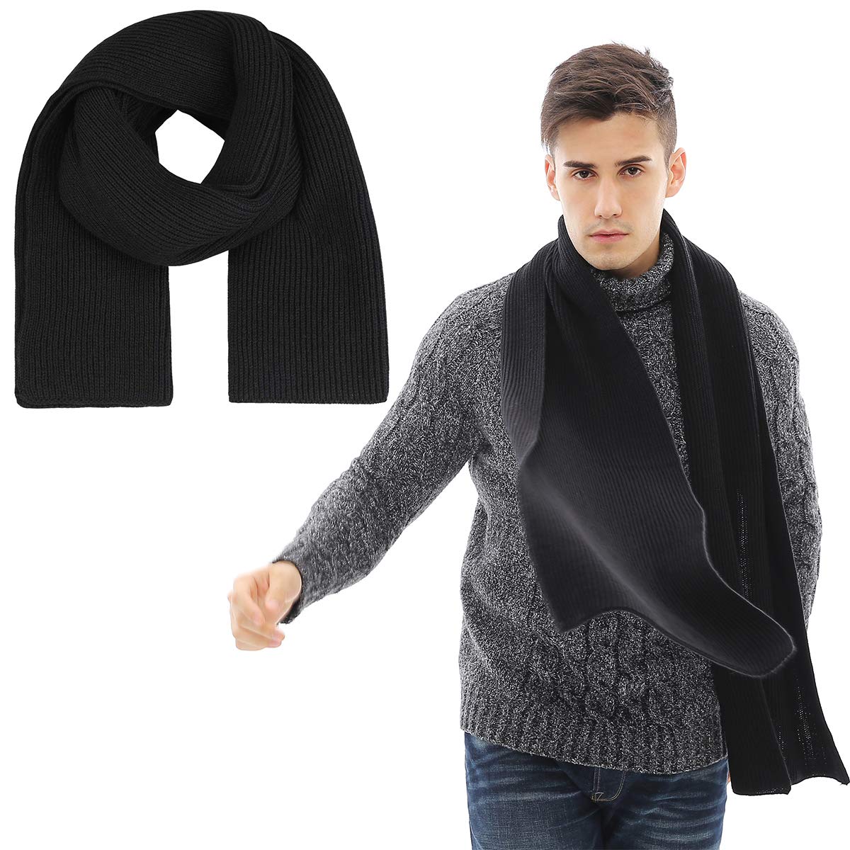 Set di 3 cappelli invernali a maglia, sciarpa e guanti