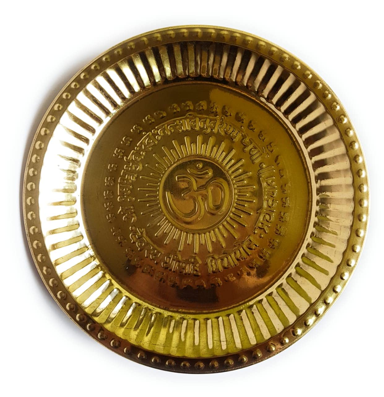 8.5 inches Aarti Thali Om Arti Thal Brass Metal Diwali Puja Pooja Aarti Saman for Health Wealth Prosperity & Happiness