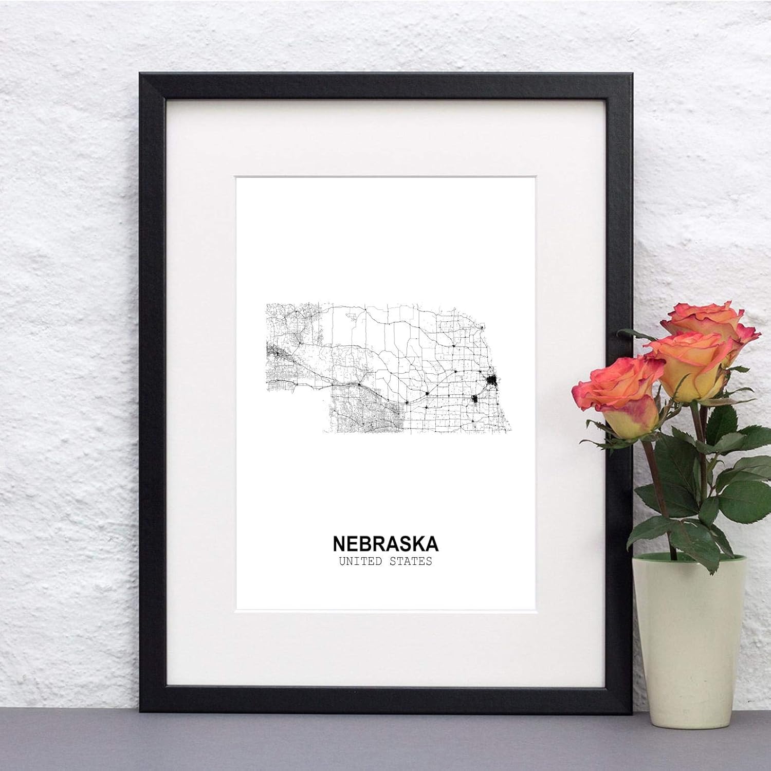 الأفضل - إليفيل 13 × 19 غير مؤطرة نبراسكا الولايات المتحدة بلد عرض تجريدي الطريق الحديث خريطة الفن طباعة ملصق جدار مكتب ديكور المنزل الحد الأدنى الخط الفن مسقط التدفئة wgn184 2026 - view 4