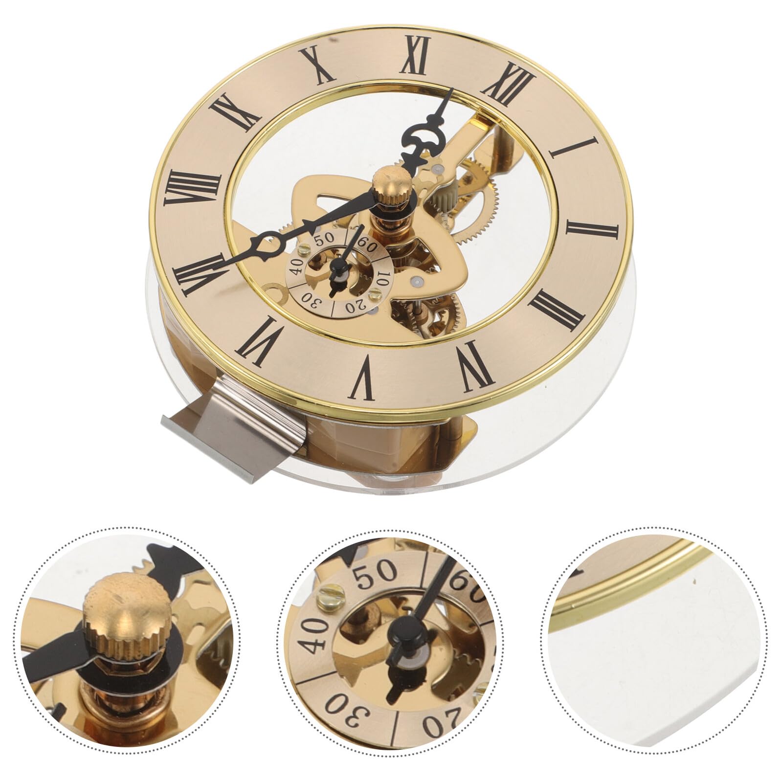 PRETYZOOM Goldenes Skelett Uhrwerk 95cm mit Römischen Ziffern Quarz Uhreinsatz für Tisch und Wanduhren Metallrahmen Uhrwerk Ersatzteil zum Basteln und Heimdekoration