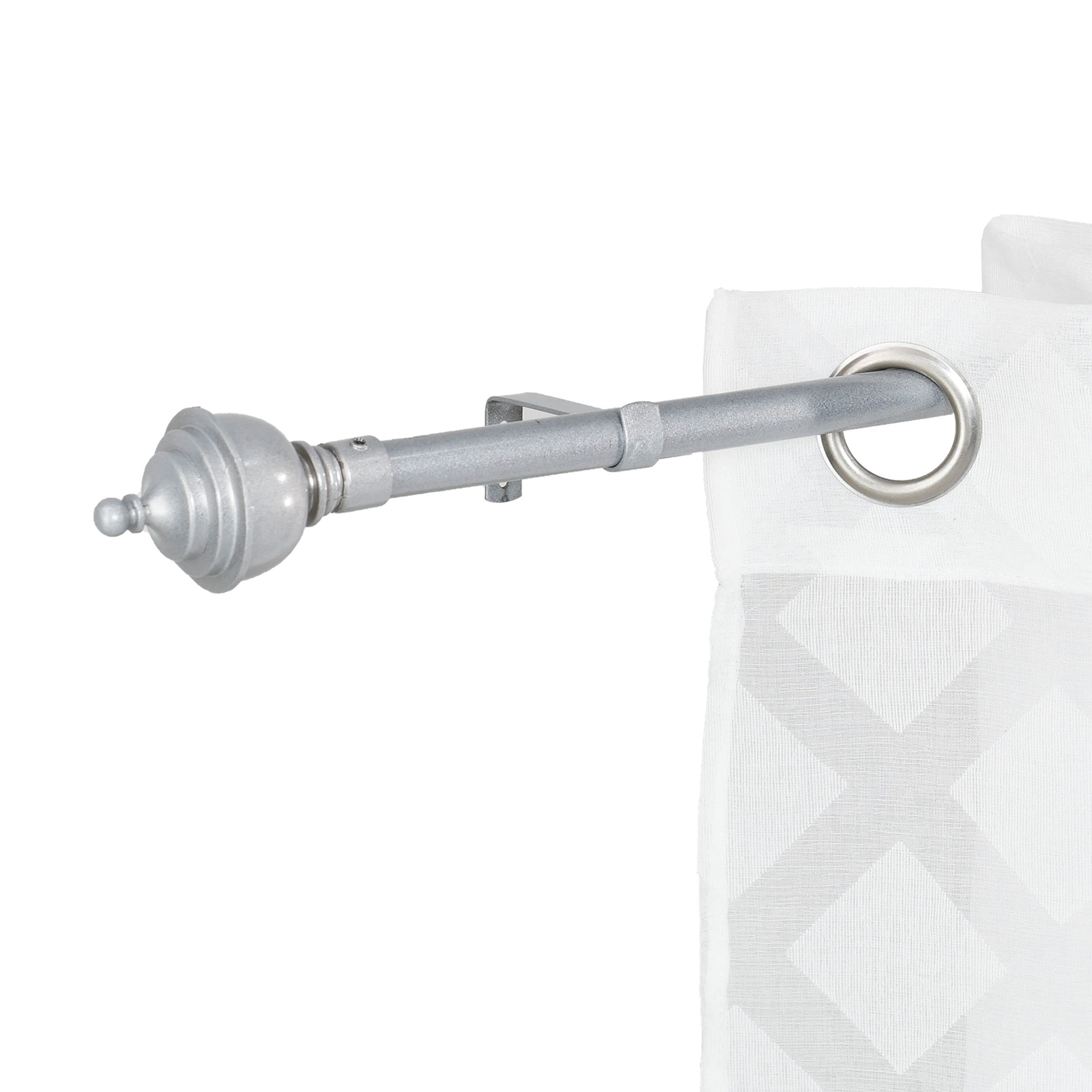 HOMEYA - Barra Cortina Extensible 120-210CM - Barra Metal para Cortinas con Remate Moderno - Palo 19m para Cortinas Ligeras
