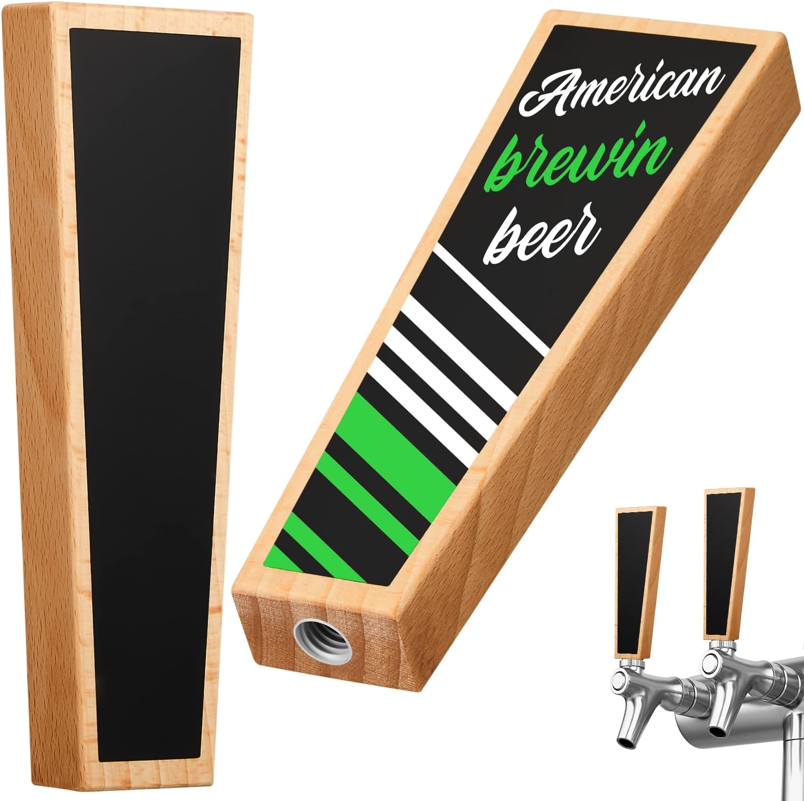 Queekay 9 Pieces Chalkboard Beer Tap Handles, Wooden Beer
