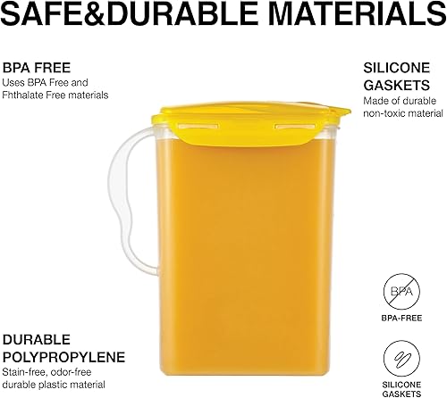 Miniatura 6 de LocknLock Aqua - Jarra de agua para puerta de refrigerador con asa, jarra de plástico sin BPA con tapa abatible, perfecta para hacer tés y jugos, 3