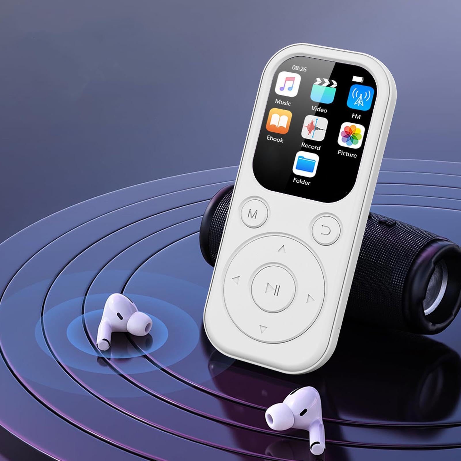 Yoidesu MP3 Player with Bluetooth 5.4, HiFi Speaker Digital Audio Player, 5H Playback, 2.01in Screen Portable Music Players with FM Radio, E Book, Voice Recorder (64G)